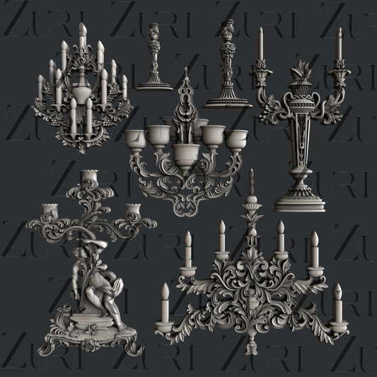 Baroque Candleabras - 19.6 x 20 x 0.83cm - Барокови свещници