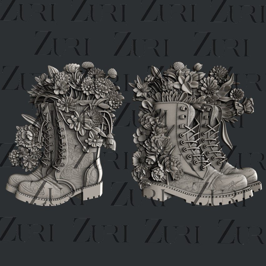 Floral Boots - 22.4 x 13.4 x 0.92cm