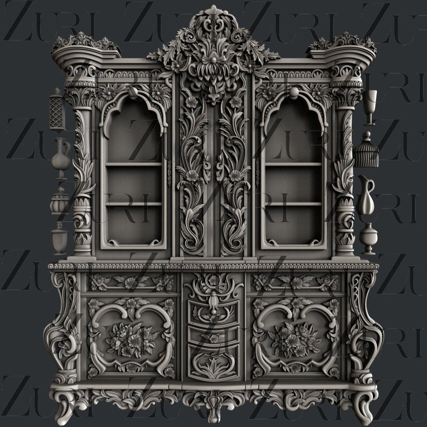 Zuri Heirloom Cabinet - W: 16.6cm (6.53”) H: 20.3cm (8”) D:1.2cm (0.47”)