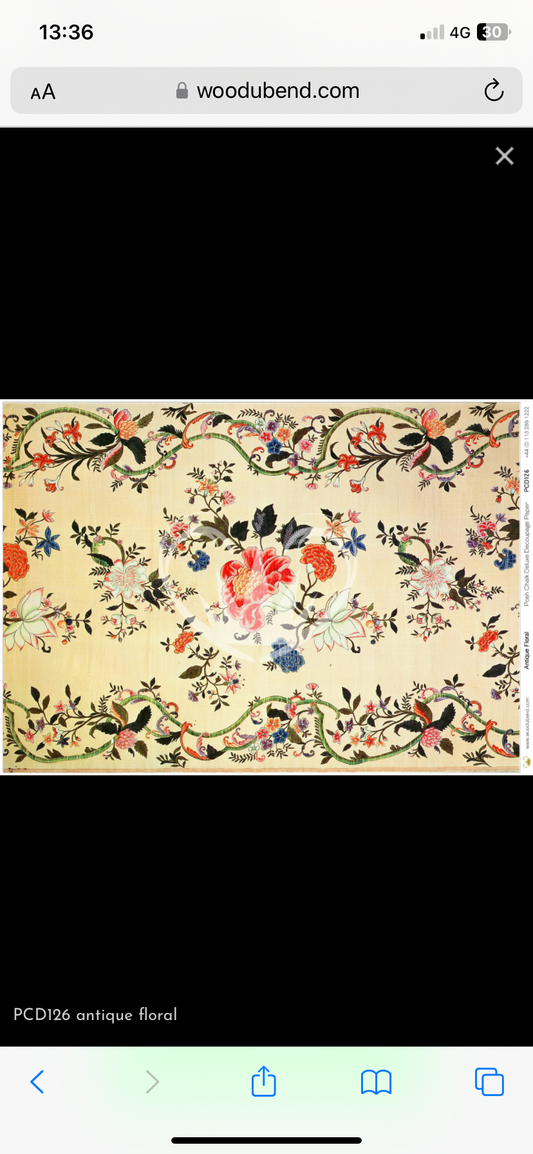 Posh Chalk Decoupage Paper - Antique Floral - A3 - 42cm x 30cm