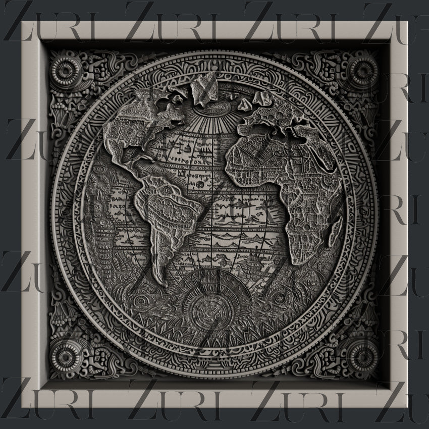 World Map Coaster - Image size 10cm x 10cm