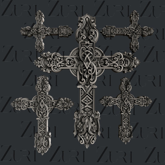 Ornate Crosses set 2 - 15.6 x 15.8 x 0.92cm - Богато украсени кръстове комплект 2