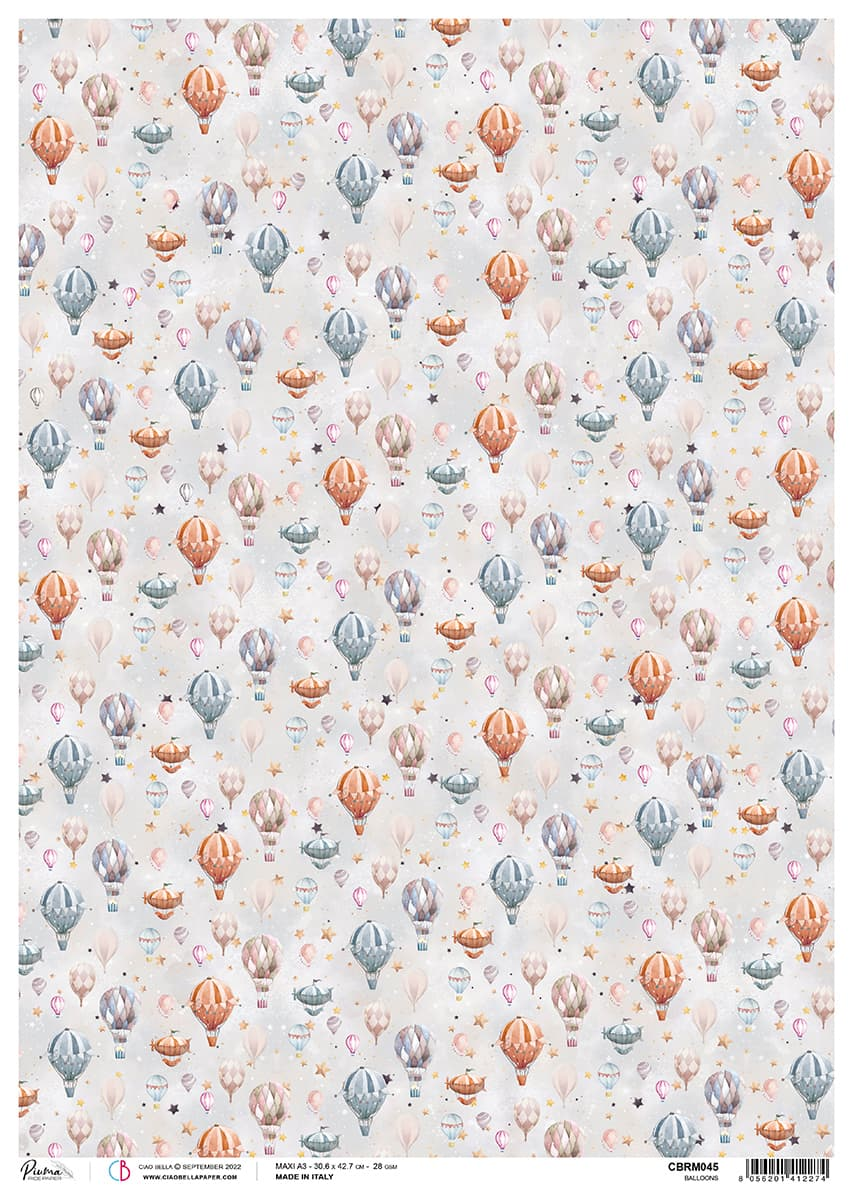 Piuma A3 Decoupage Paper - Balloons - CBRM045
