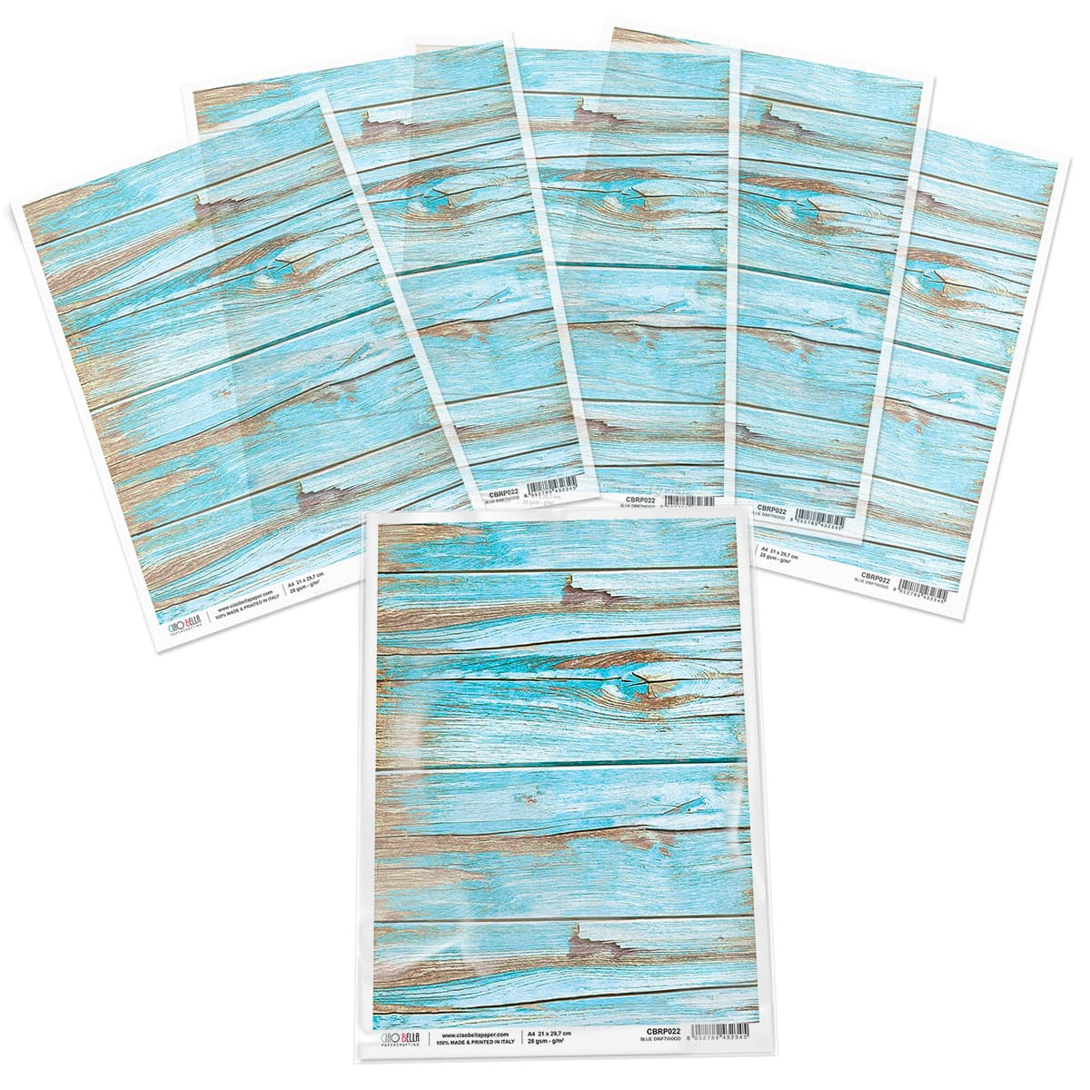 Piuma A4 Decoupage Paper - Blue Driftwood - CBRP022
