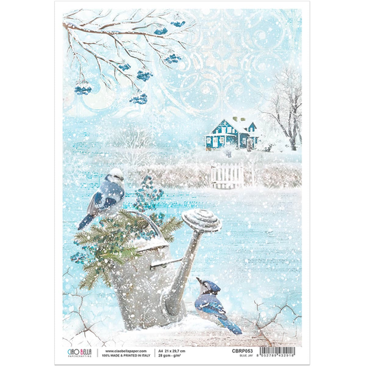 Piuma A4 Decoupage Paper - Blue Jay - CBRP053