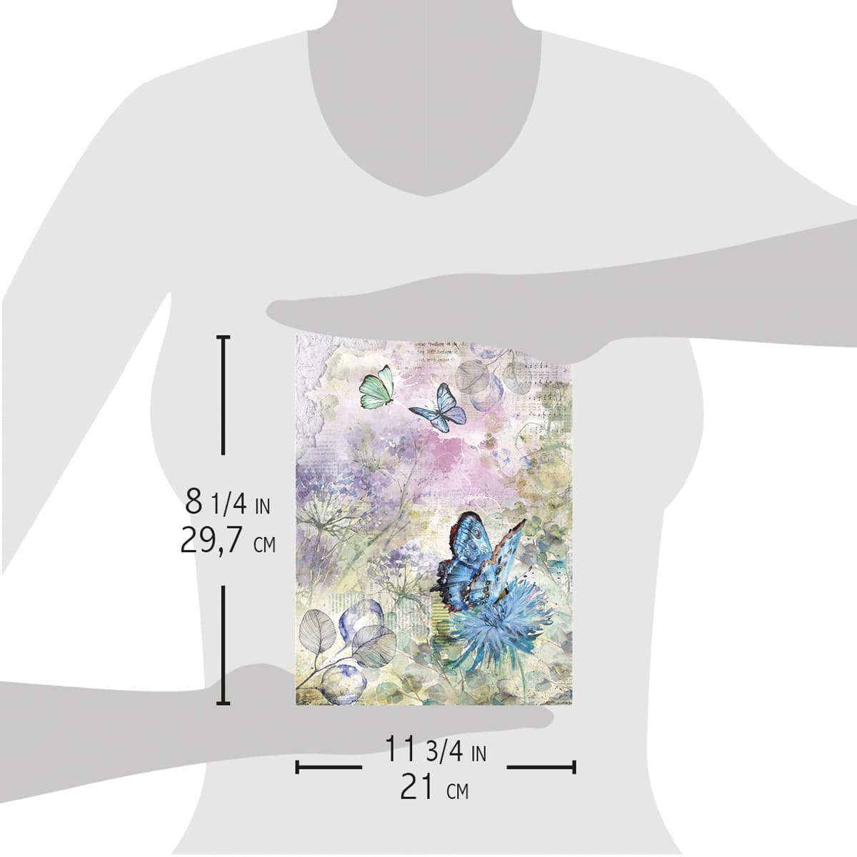 Декупажна хартия Piuma A4 - Синя пеперуда - CBRP121