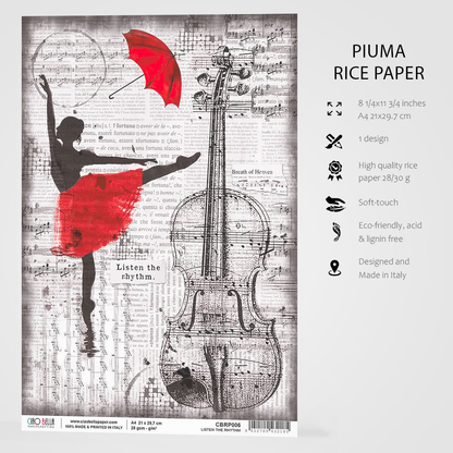 Piuma A4 Decoupage Paper - Listen to the Rhythm - CBRP006