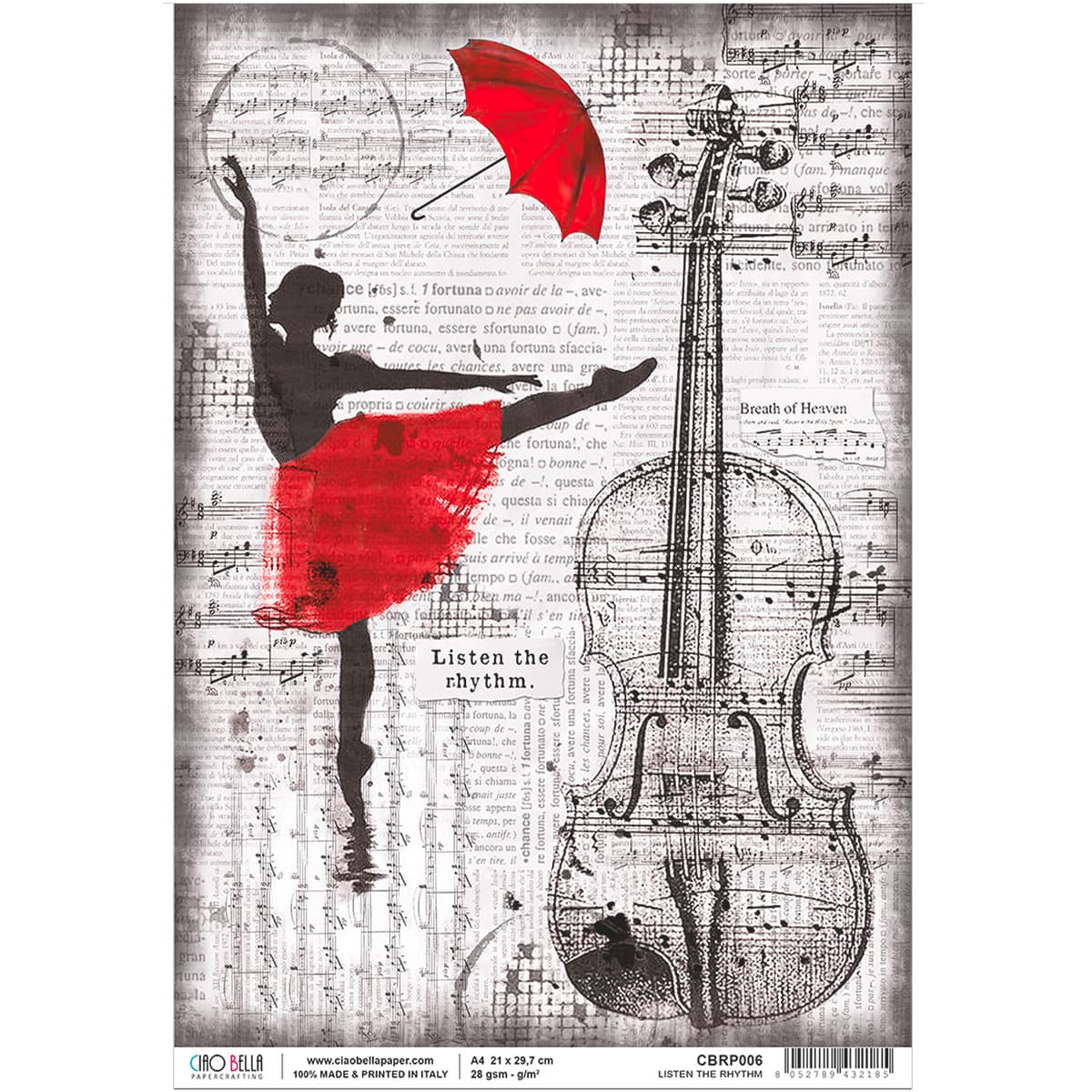 Piuma A4 Decoupage Paper - Listen to the Rhythm - CBRP006