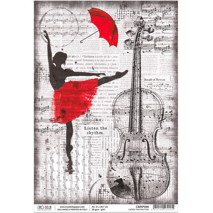 Piuma A4 Decoupage Paper - Listen to the Rhythm - CBRP006
