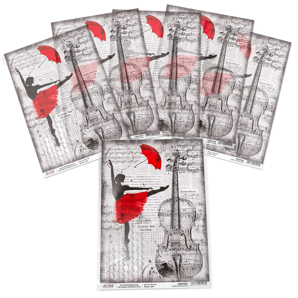 Piuma A4 Decoupage Paper - Listen to the Rhythm - CBRP006