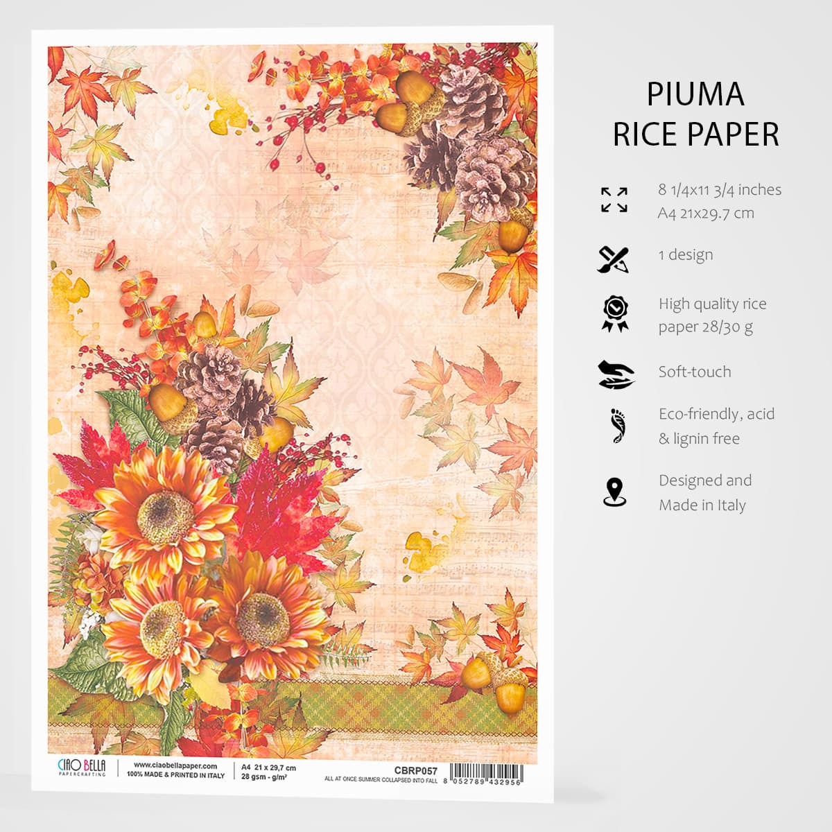 Piuma A4 Decoupage Paper - Summer into Fall - CBRP057