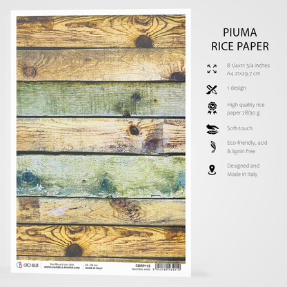 Piuma A4 Decoupage Paper - Industrial Wood - CBRP115