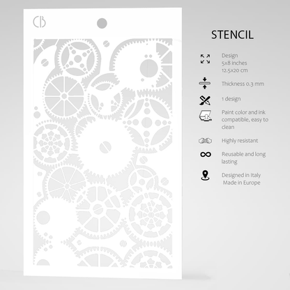 Ciao Bella MSB029 - Stencil - Clock Gears - 12.7 x 20.3cm