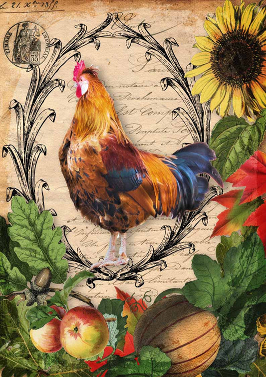 Decoupage Queen - Autumn Rooster with Vegetables A4