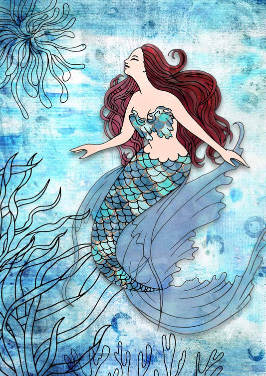Decoupage Queen - Deep Blue Mermaid - A4