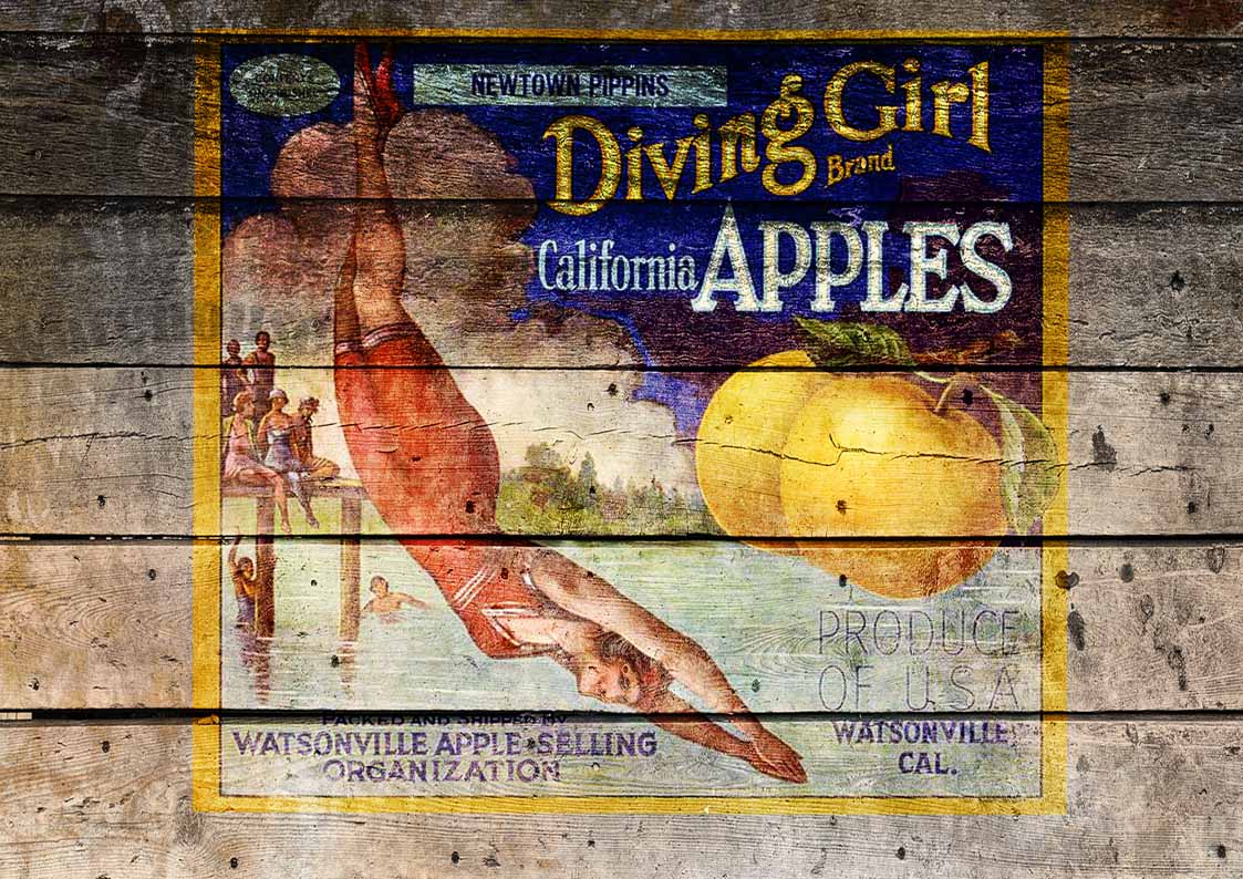 Decoupage Queen - Diving Girl Antique Crate - A4