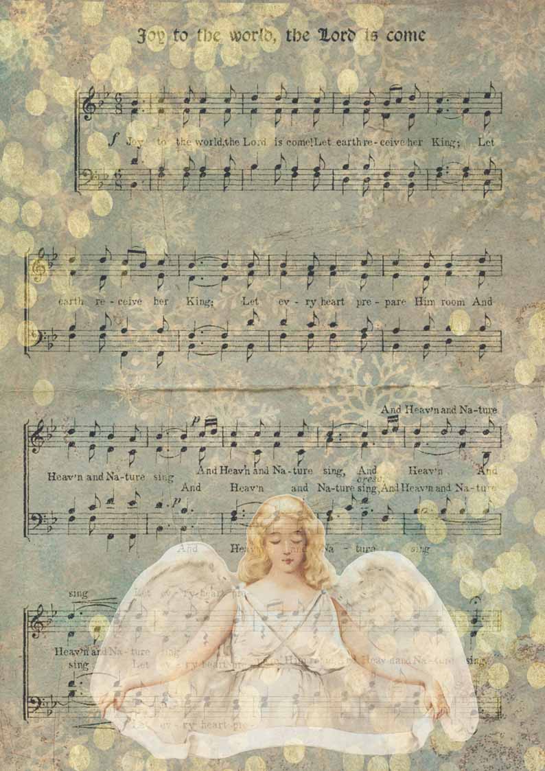 Декупаж Кралица - Коледен ангел Joy to the World - А3