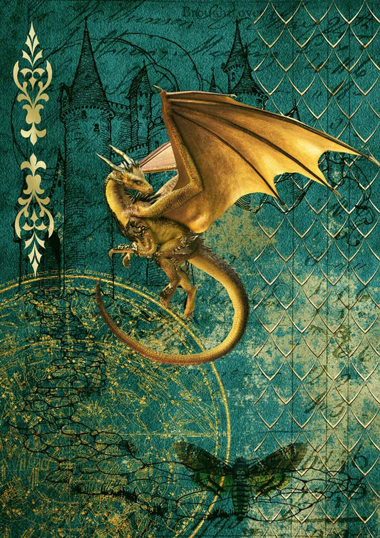 Декупаж Кралица - Златен дракон - А3