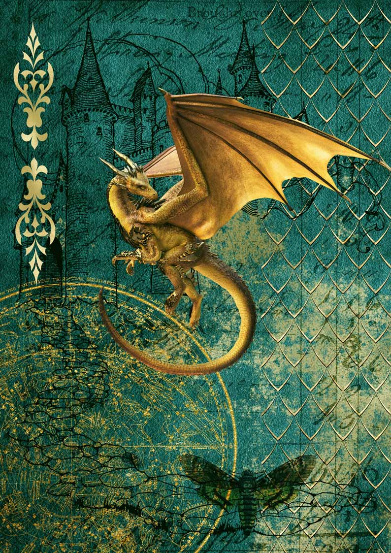 Декупаж Кралица - Златен дракон - А4