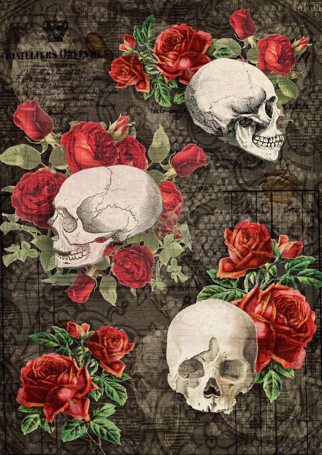 Decoupage Queen - Gothic Skulls - A4