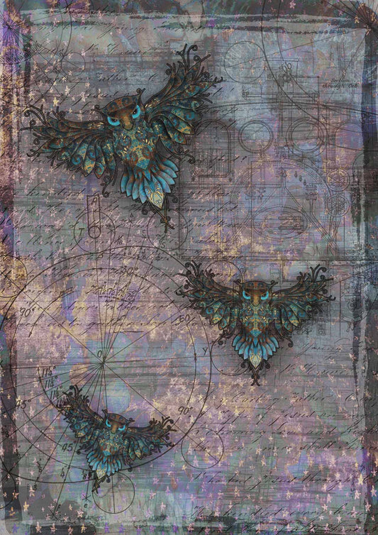 Decoupage Queen - Hobbilicious Owl Steampunk - A4