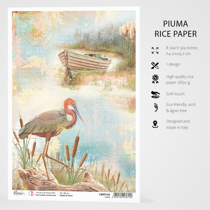 Piuma A4 Decoupage Paper - Heron - CBRP154
