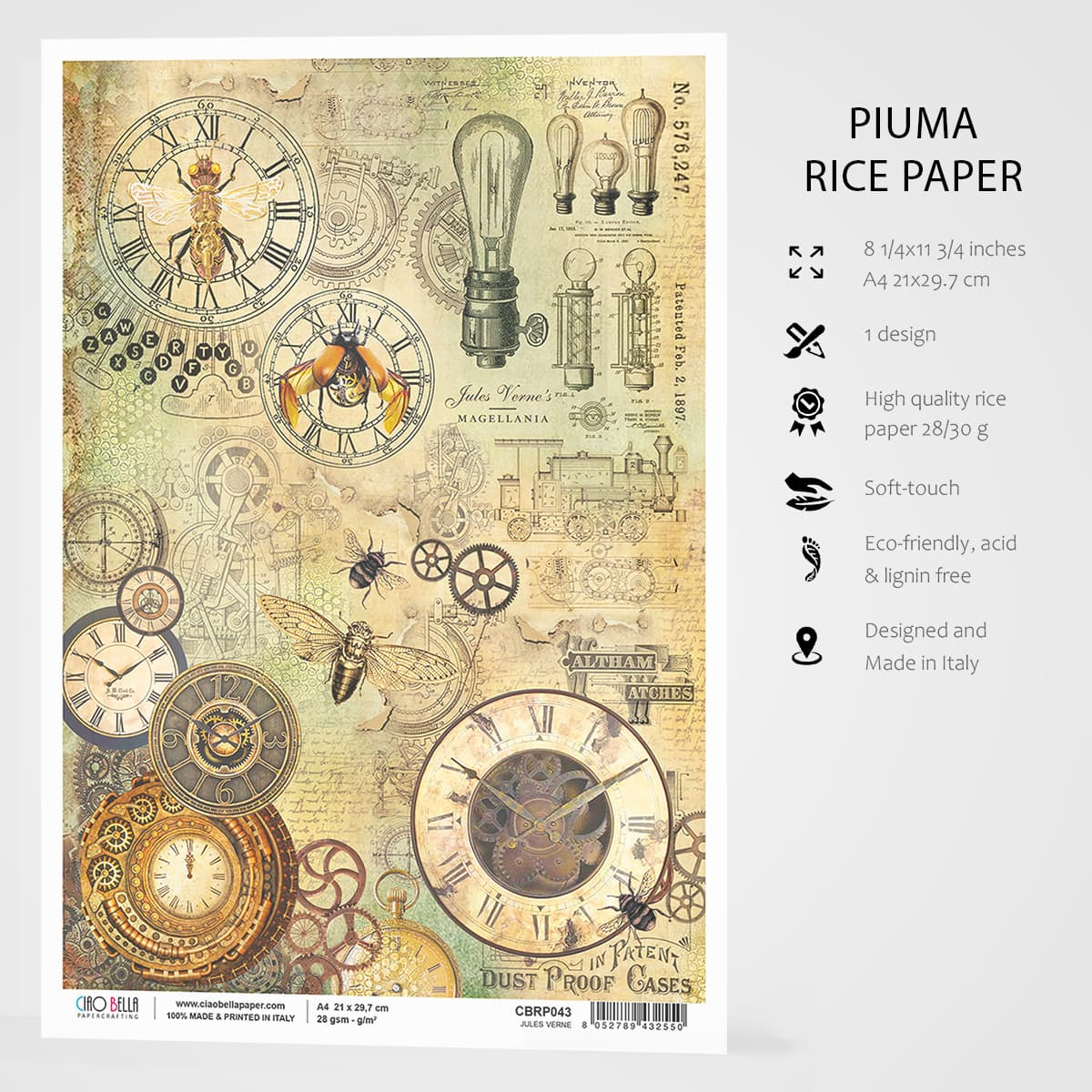 Декупажна хартия Piuma A4 - Жул Верн - CBRP0043