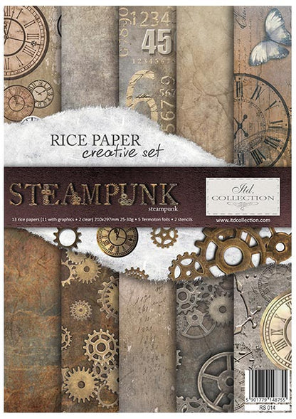Оризова хартия за декупаж - Творчески комплект Steam Punk - 20 части - RS014