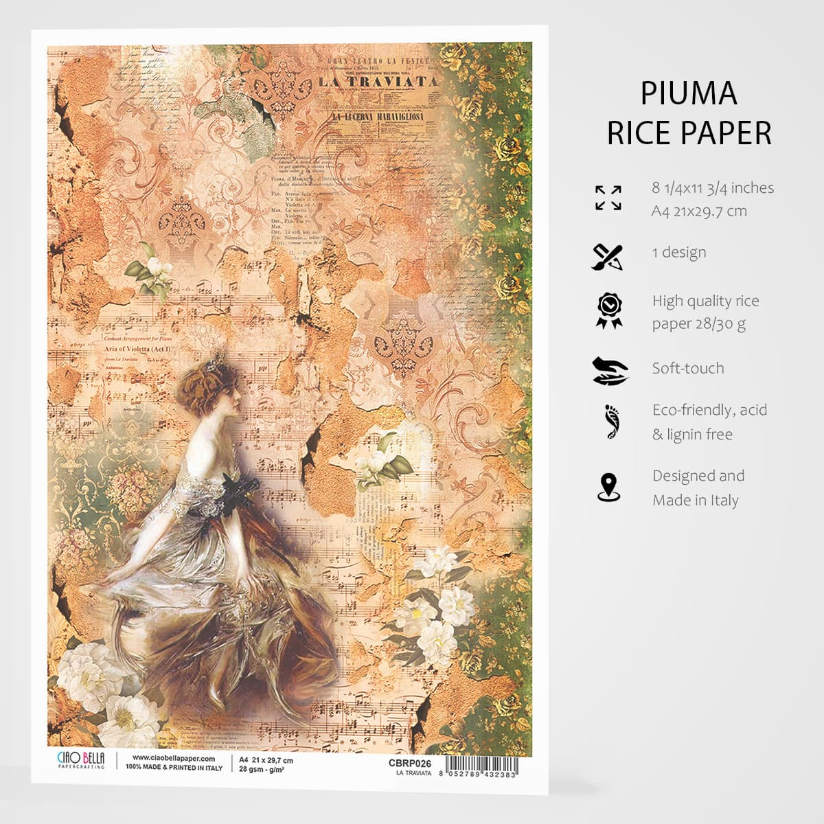 Декупажна хартия Piuma A4 - La Traviata - CBRP026