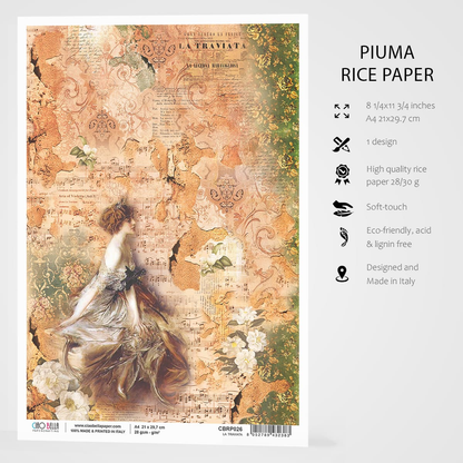 Piuma A4 Decoupage Paper - La Traviata - CBRP026