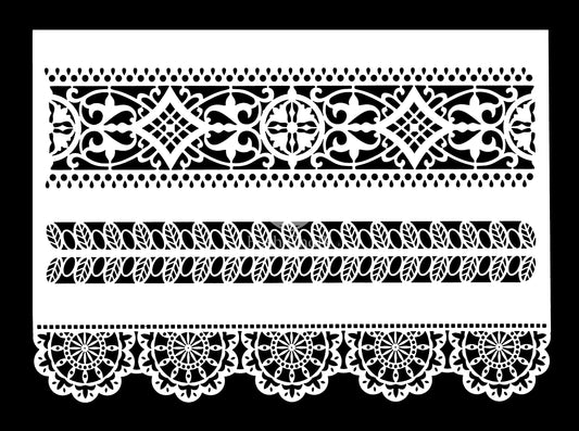 Posh Chalk Stencil - Lace Border - 25 x 35cm