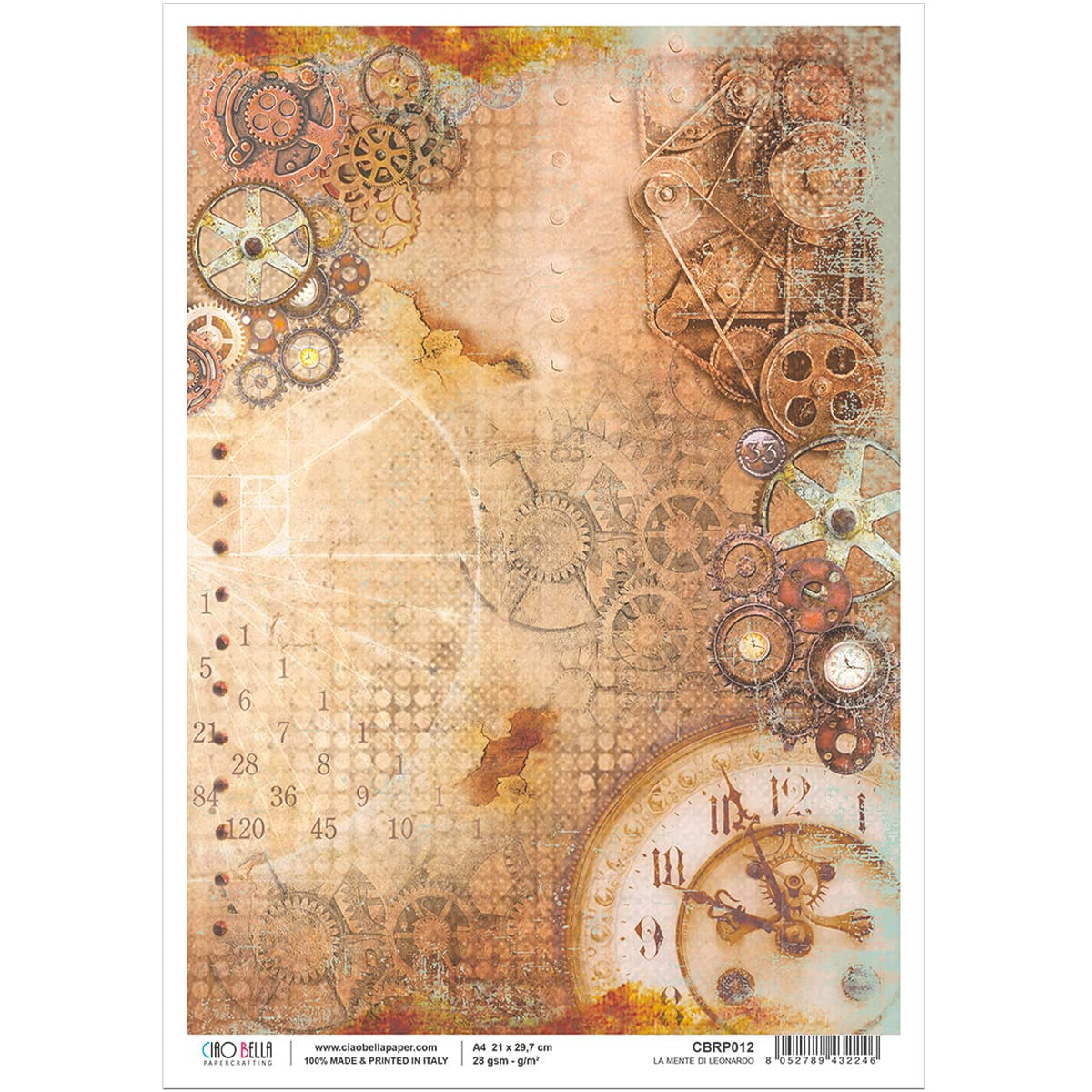 Piuma A4 Decoupage Paper - La Mente di Leonardo - CBRP012