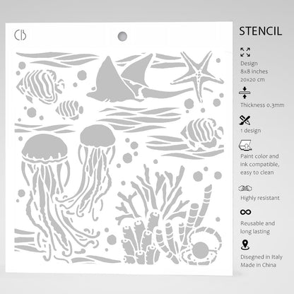 Ciao Bella MS8-002 - Stencil - Underwater - 20.3 x 20.3cm