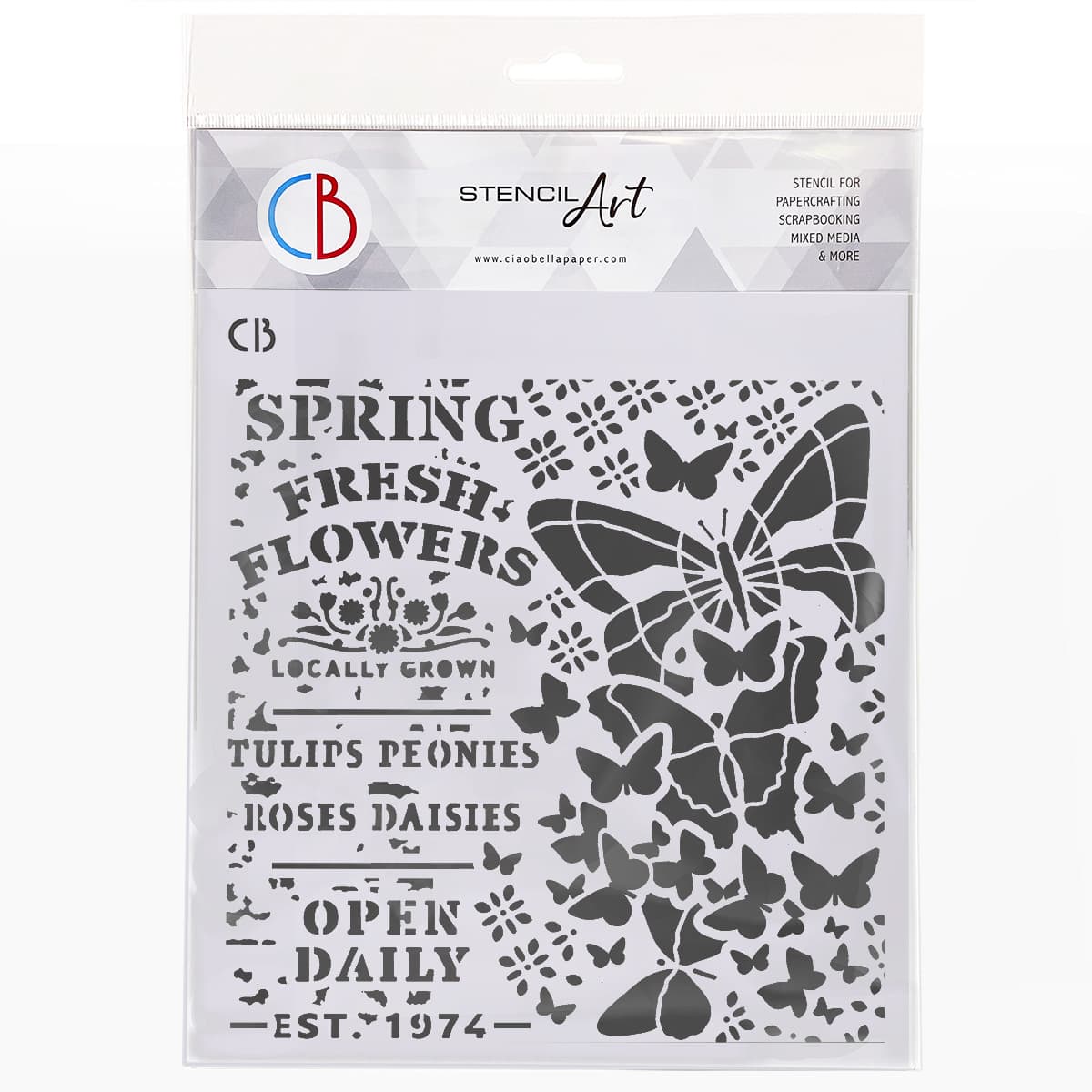 Ciao Bella MS8-001 - Stencil - Spring Fresh Flowers - 20.3 x 20.3cm