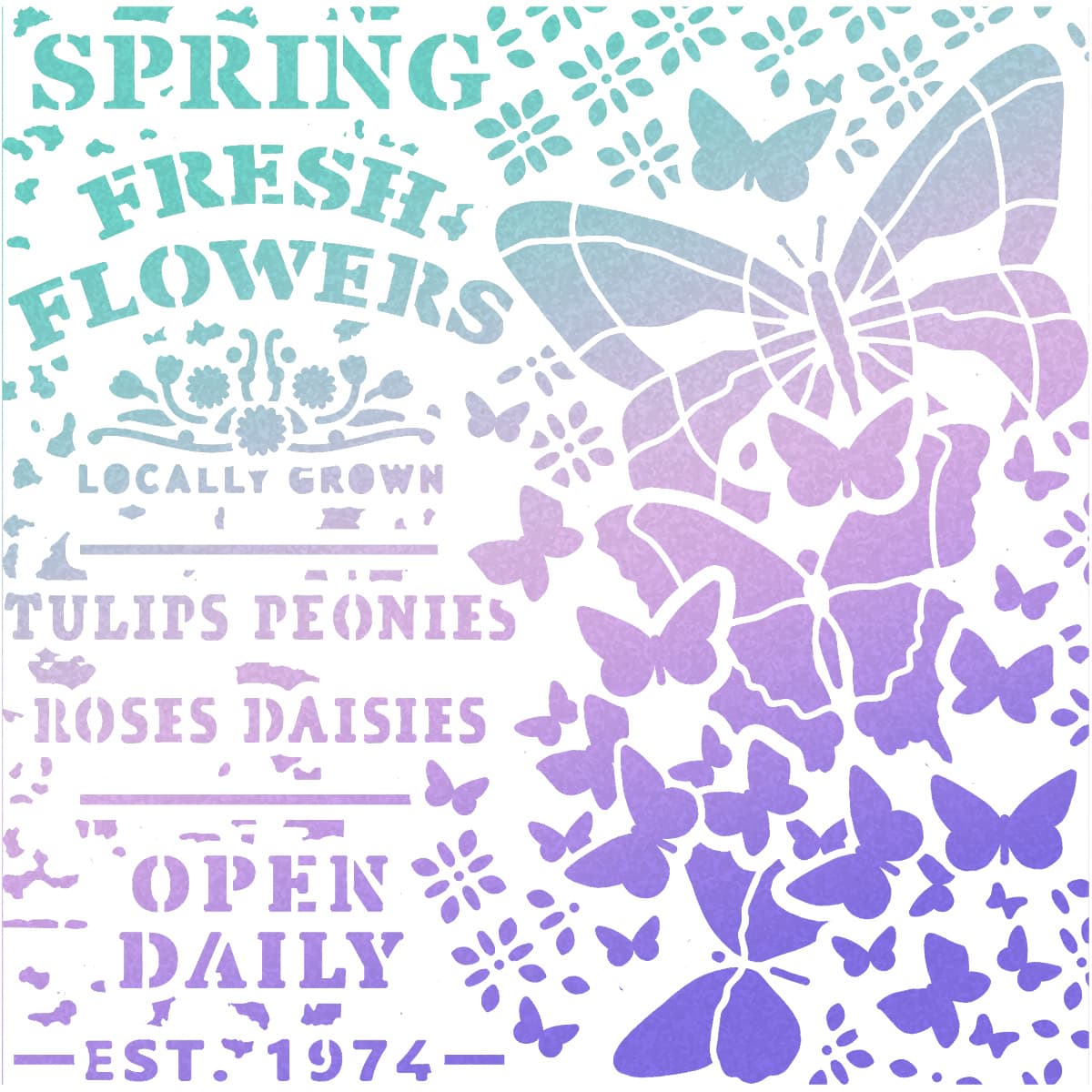 Ciao Bella MS8-001 - Stencil - Spring Fresh Flowers - 20.3 x 20.3cm
