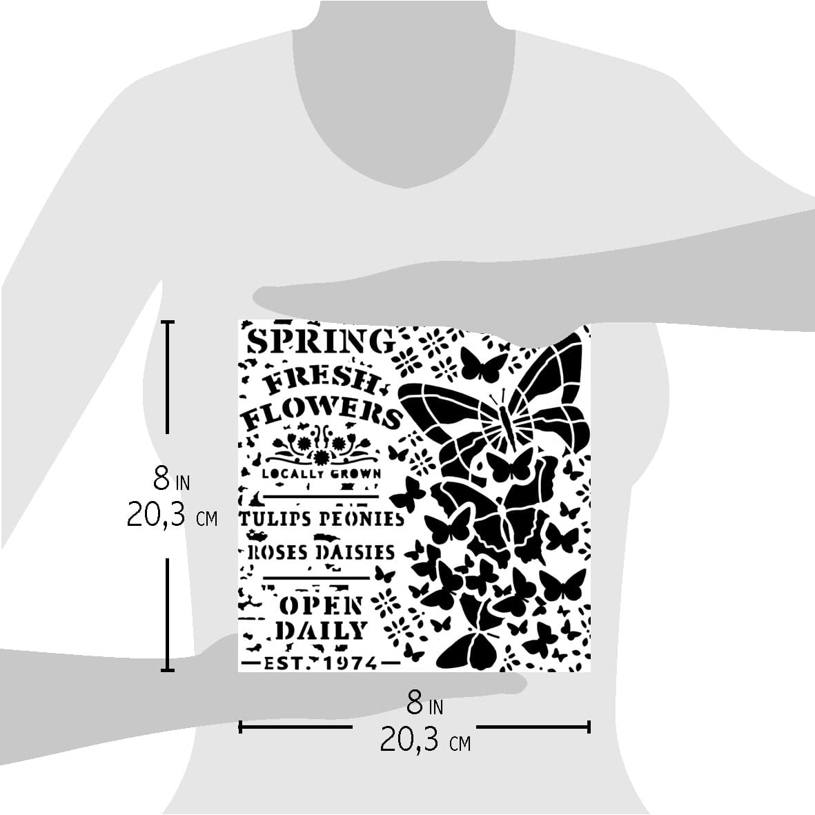 Ciao Bella MS8-001 - Stencil - Spring Fresh Flowers - 20.3 x 20.3cm