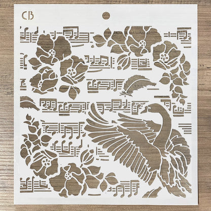 Ciao Bella MS8-011 - Stencil - Black Swan - 20.3 x 20.3cm