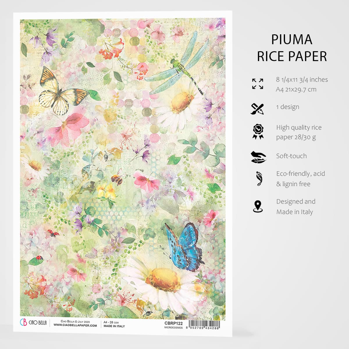Piuma A4 Decoupage Paper - Microcosmos - CBRP122