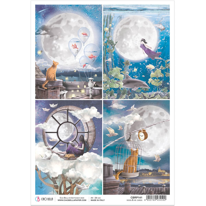 Piuma A4 декупажна хартия - Moon &amp; Me Cards - CBRP141