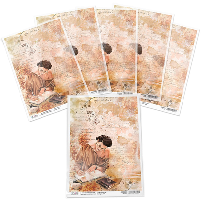 Piuma A4 Decoupage Paper - The Muse - CBRP062