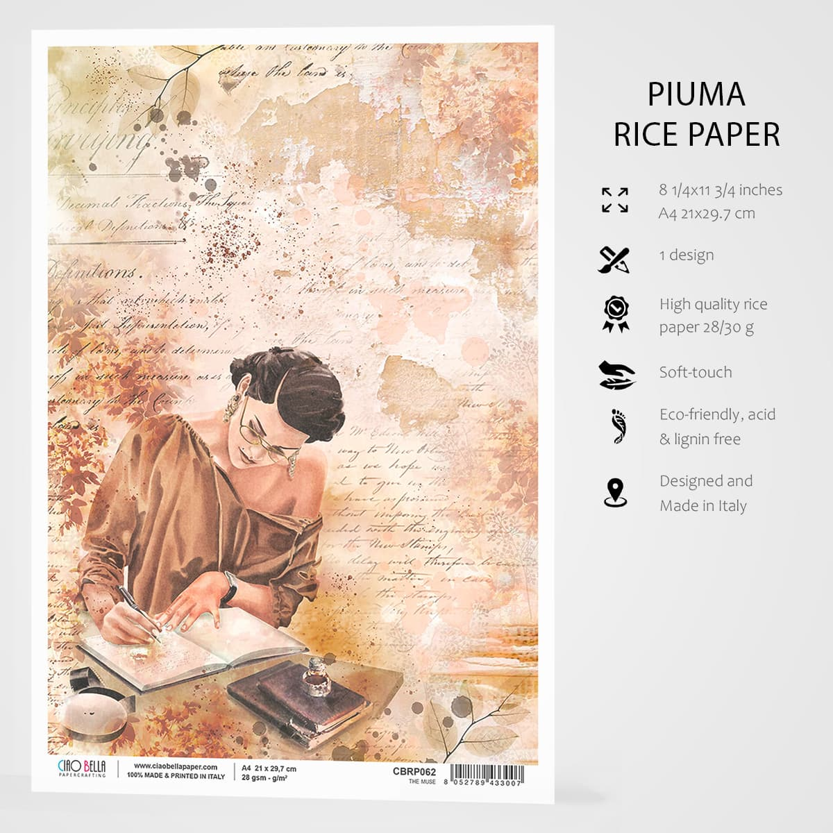 Piuma A4 Decoupage Paper - The Muse - CBRP062