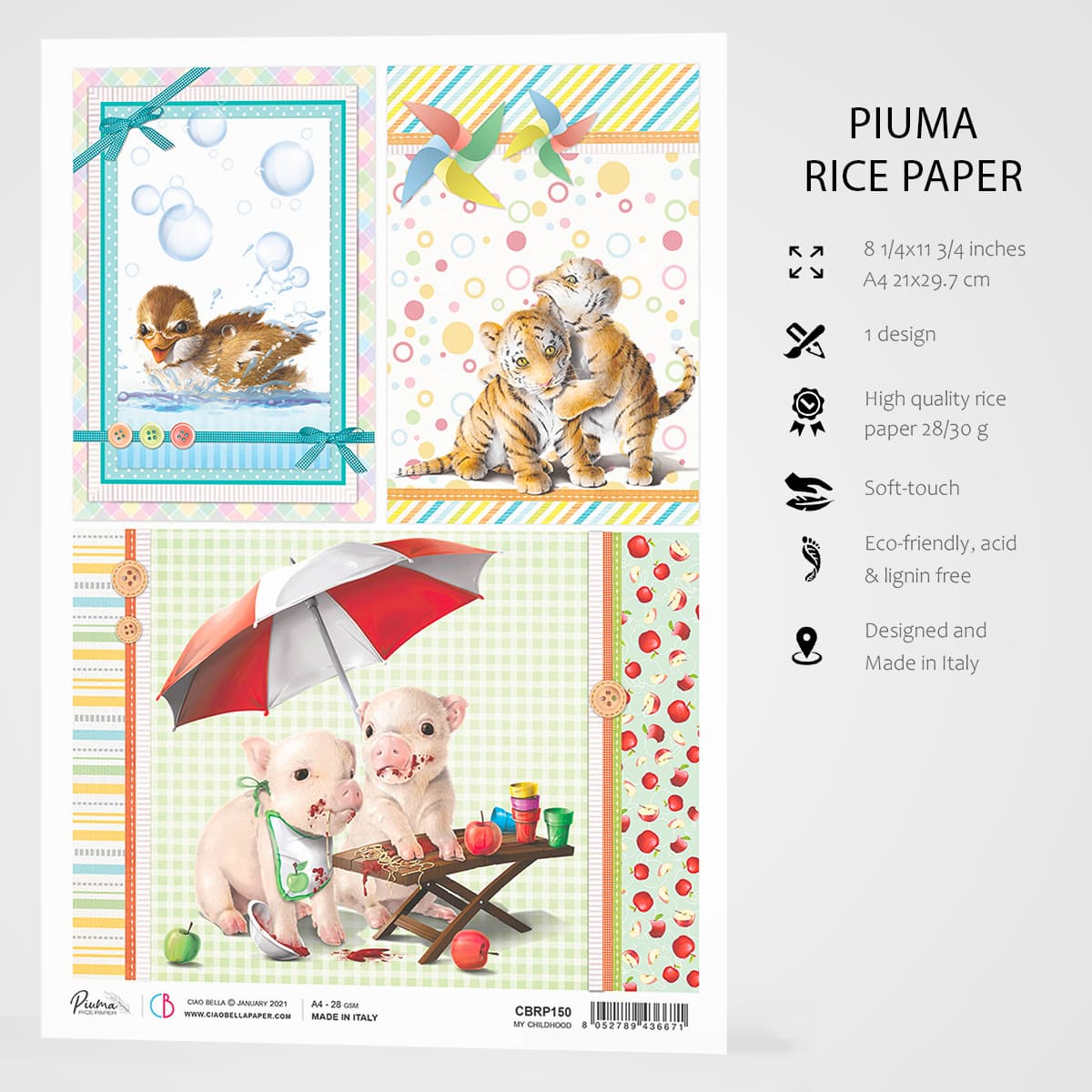 Piuma A4 Decoupage Paper - My First Year - CBRP150