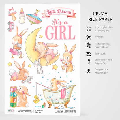 Piuma A4 Decoupage Paper - Ninna Nanna Girl - CBRP049