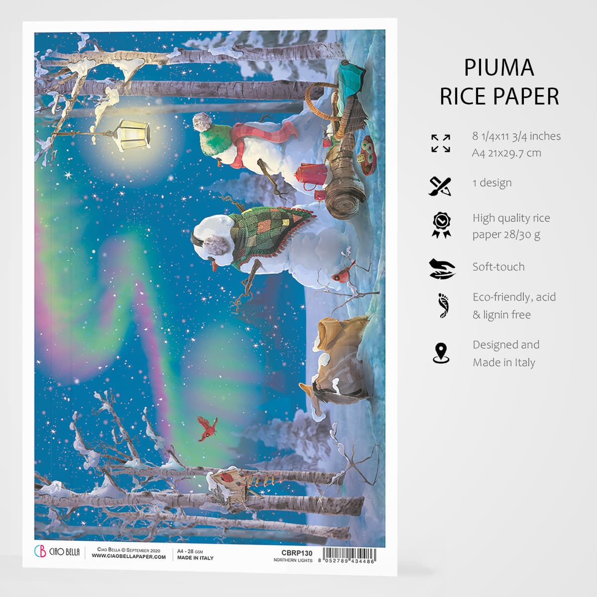 Piuma A4 Decoupage Paper - Northern Lights - CBRP130