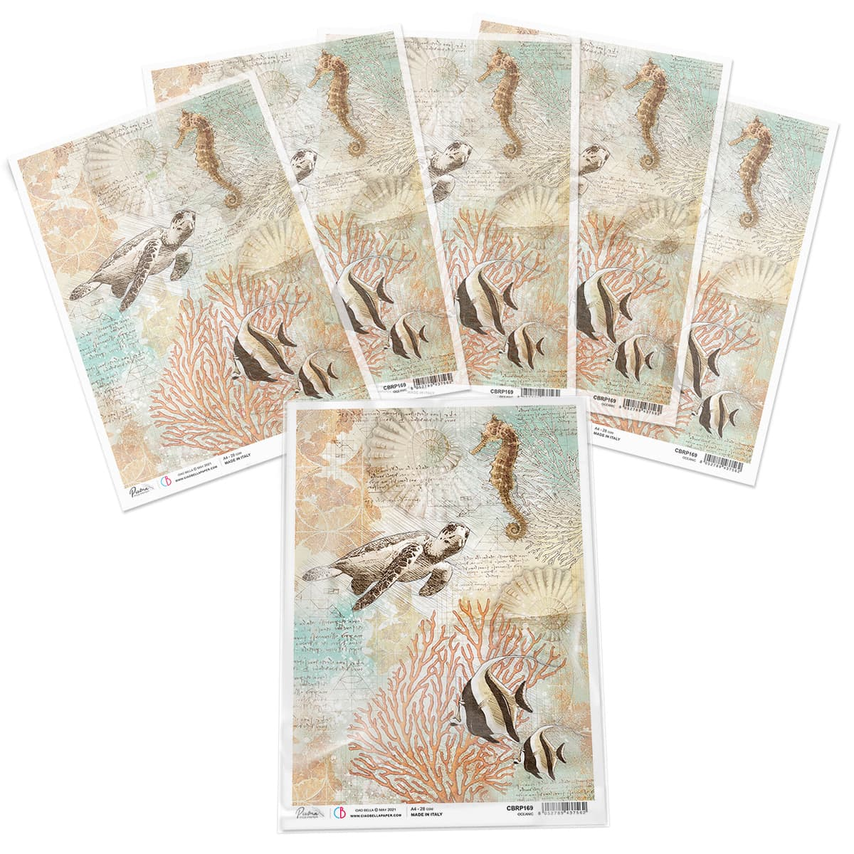 Piuma A4 Decoupage Paper - Oceanic - CBRP169