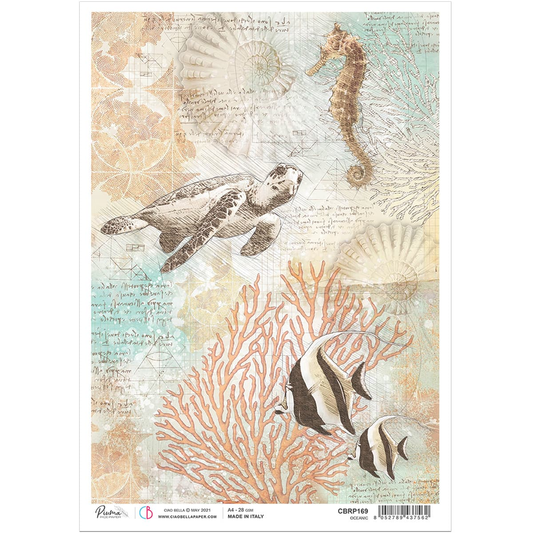 Piuma A4 Decoupage Paper - Oceanic - CBRP169