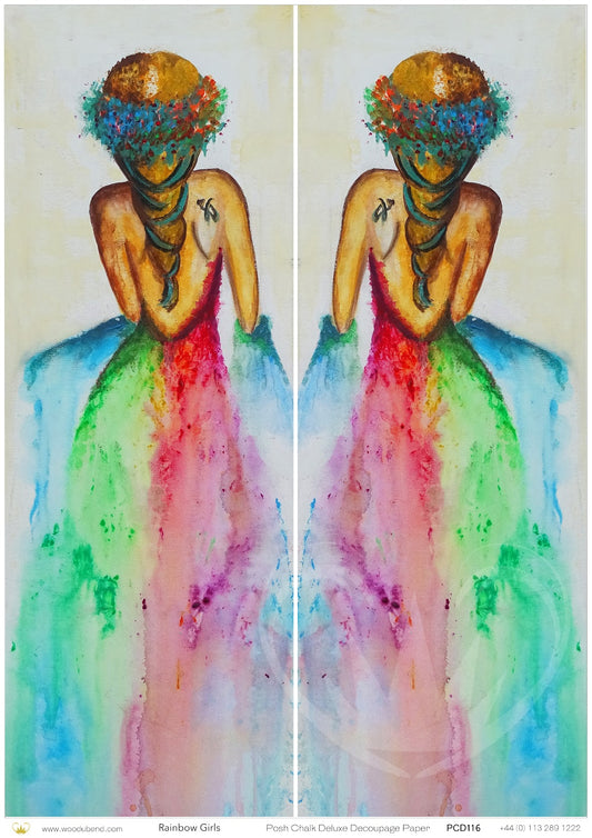 Posh Chalk Decoupage Paper - Rainbow Girl - A1 size (84cm x 60cm)