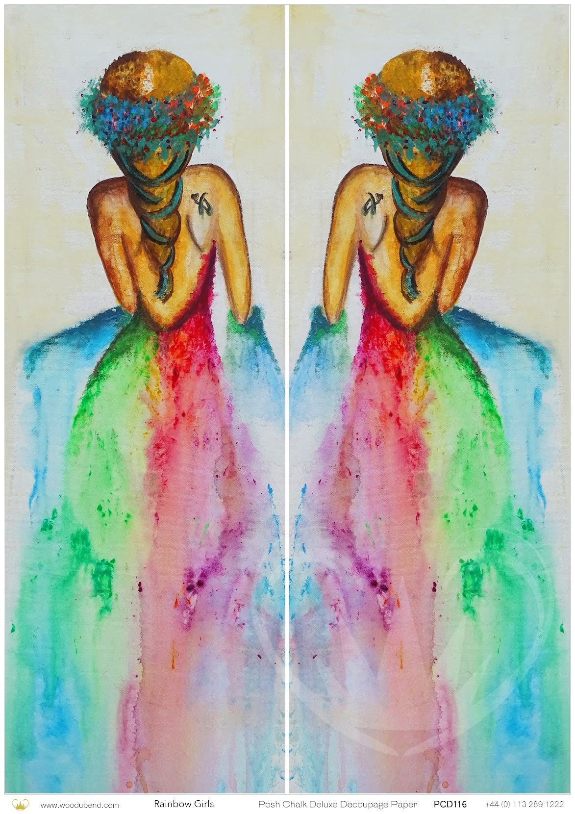 Posh Chalk Decoupage Paper - Rainbow Girl - A3 - 42cm x 30cm