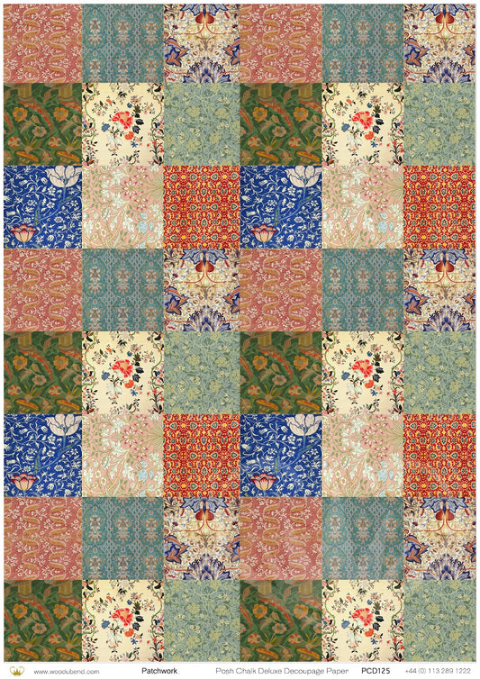 Posh Chalk Decoupage Paper - Patchwork - A1 size (84cm x 60cm)