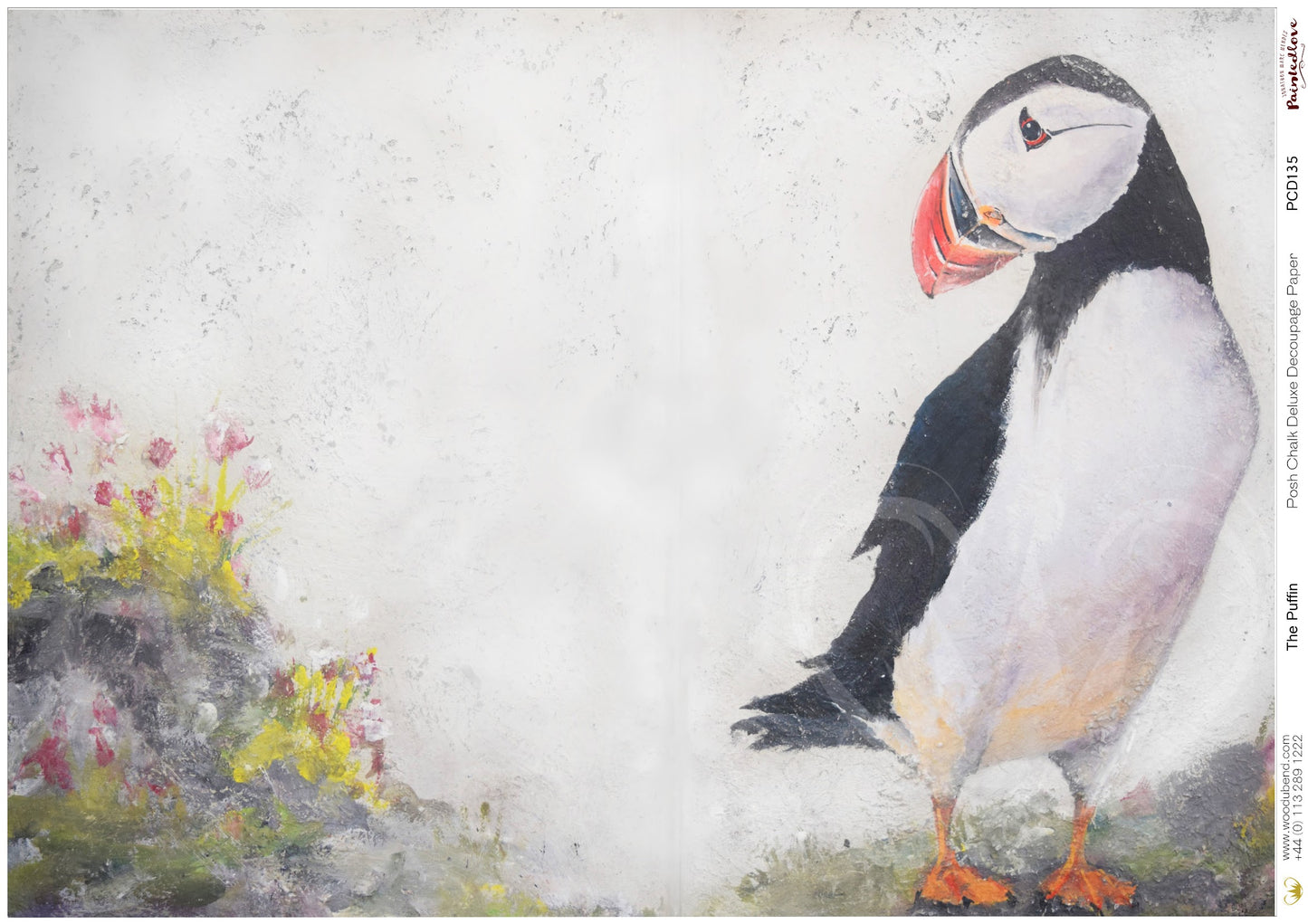 Posh Chalk Decoupage Paper - The Puffin - A3 - 42cm x 30cm